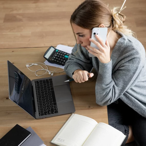 high-angle-woman-talking-phone